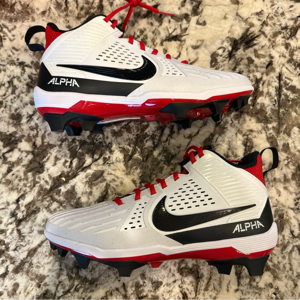 Nike Alpha Menace Strong Mens Football Cleats White Red Size 9, II5139-102